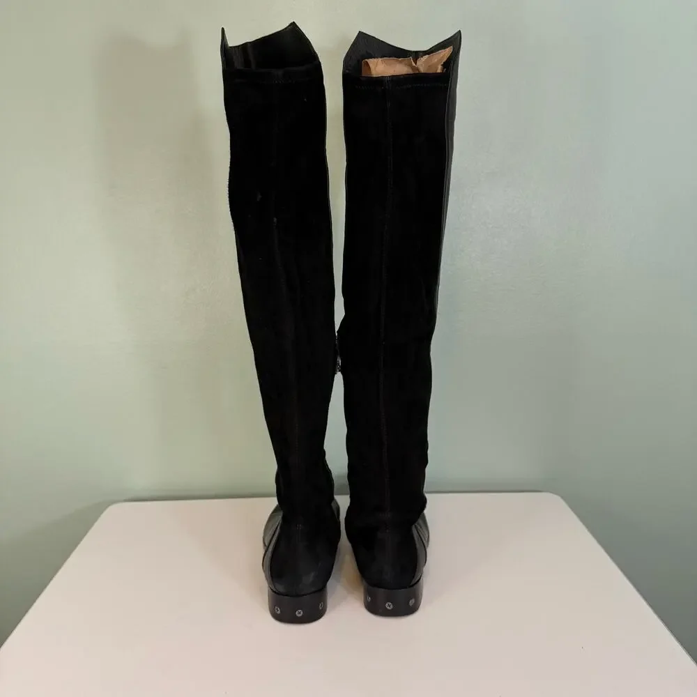 Carolinna Espinosa Womens 8.5M Black Corbin Leather & Suede Over The Knee Boots - Picture 6 of 13